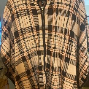 Jones New York Plaid Knit Poncho Cape Size S/M
